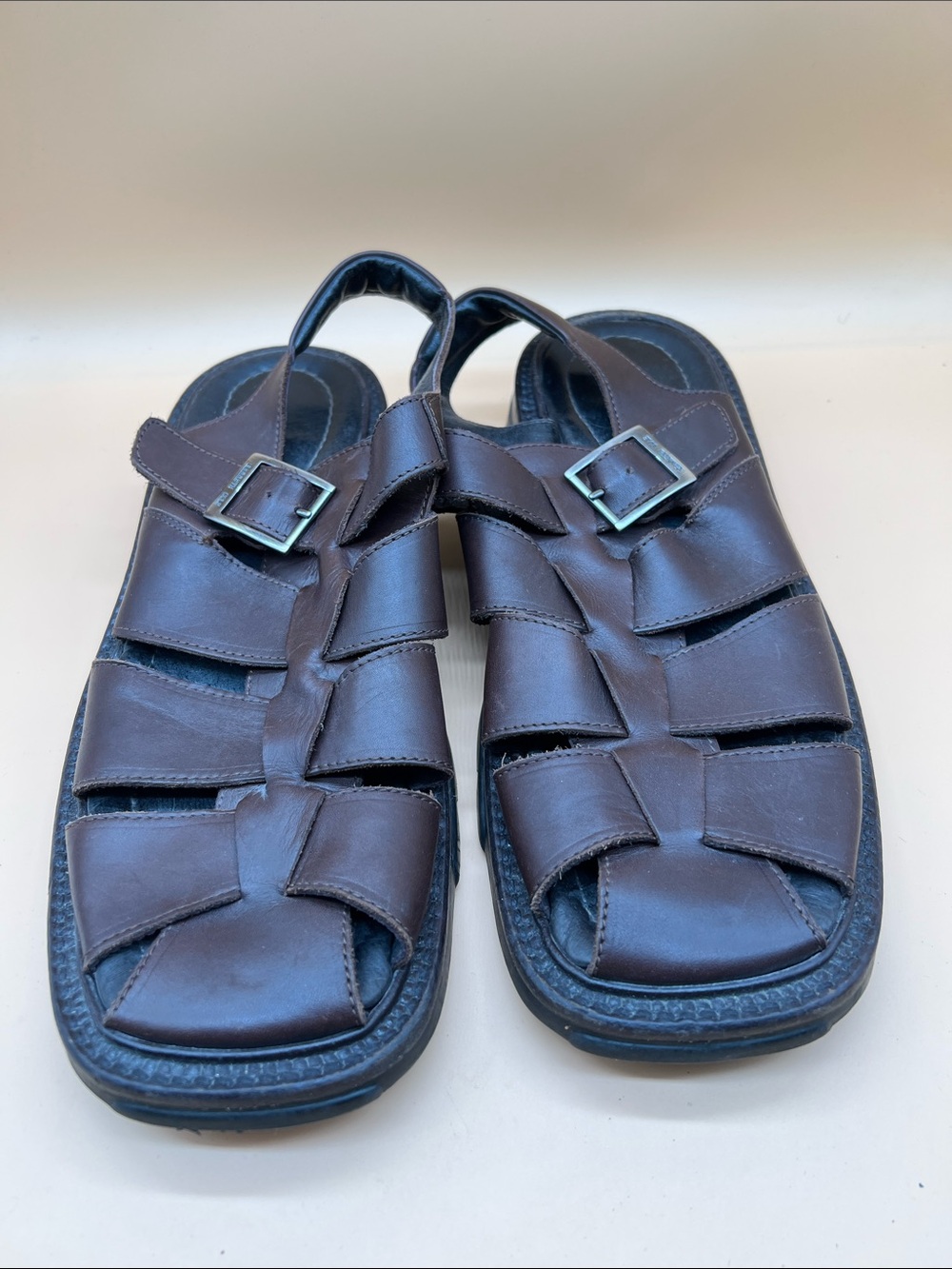 Kenneth Cole New York Mens Sandal 10 Brown Leather Gladiator Made In Italy